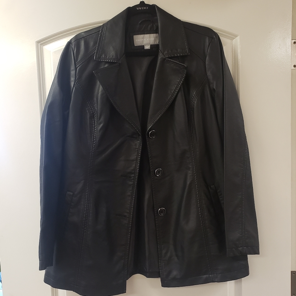 Valerie Stevens Black Pleather Jacket.